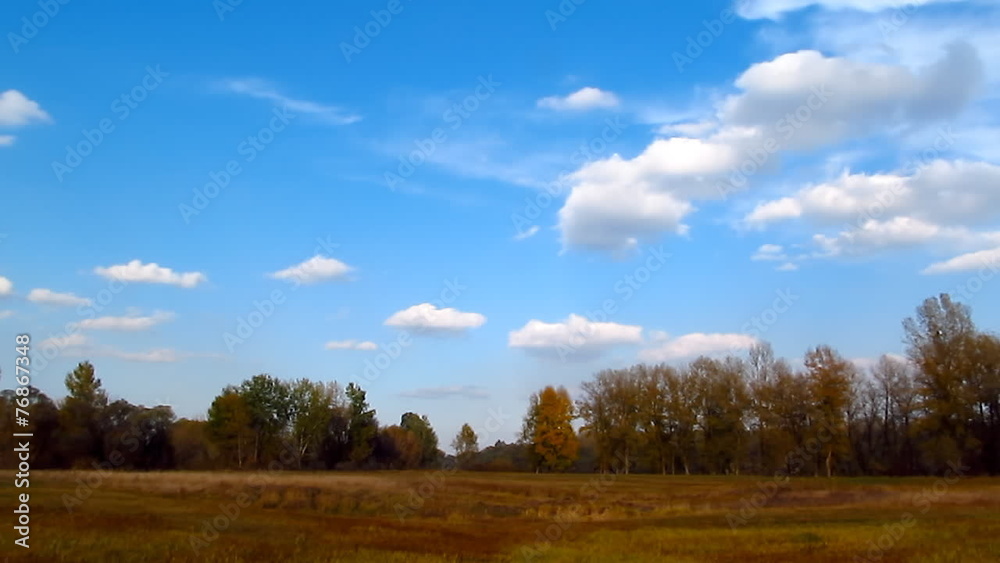 Autumn Clouds Over The Field. Time Lapse. Autumn Clouds Over The Field. Time Lapse.