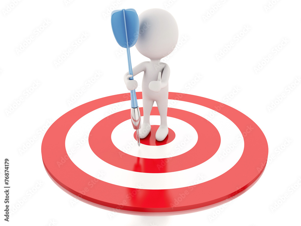 3d white people with darts and target. success in business 3d white people with darts and target. success in business