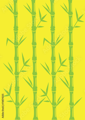 Fototapeta Naklejka Na Ścianę i Meble -  Minimalist Bamboo Vector Illustration on Bright Yellow Backgroun