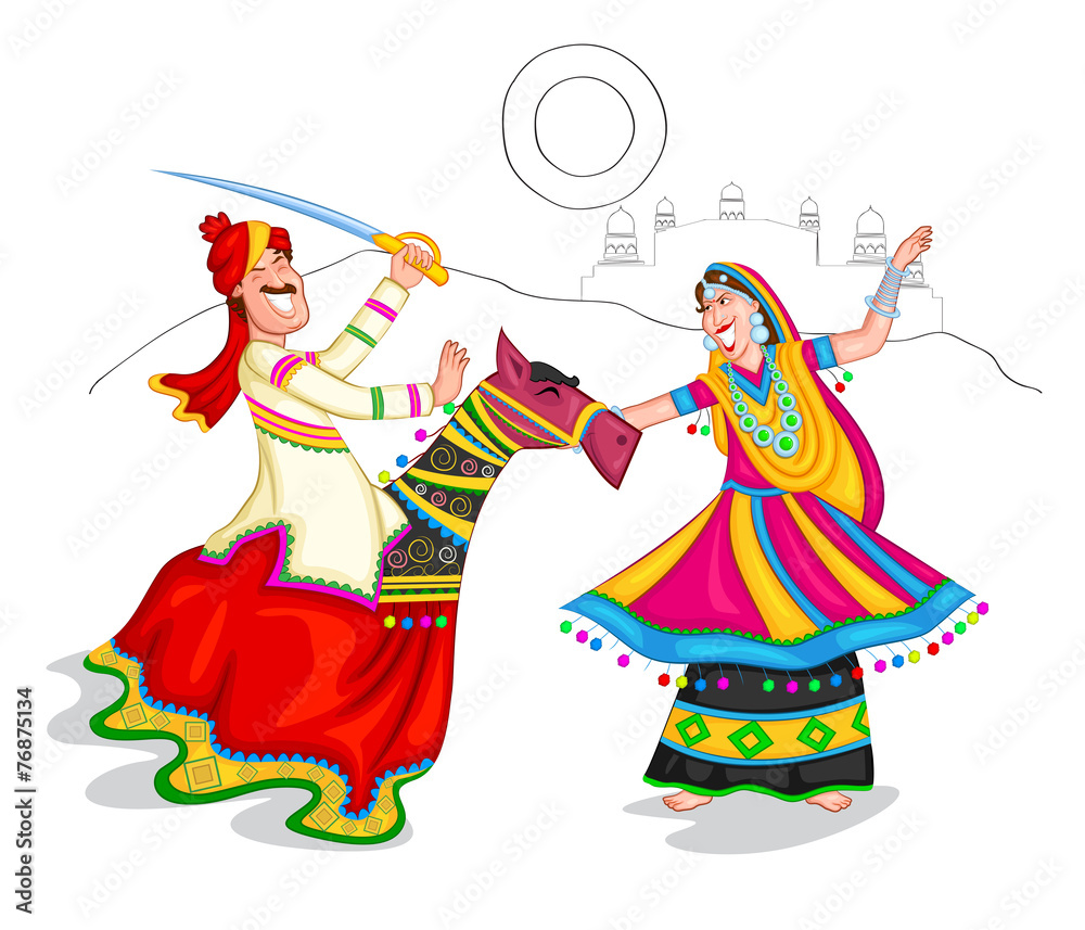 Dancing Rajasthani couple