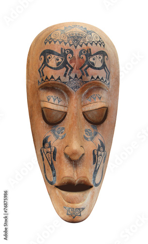 Wooden carved ritual statue face
