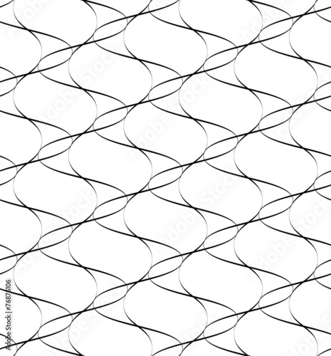 Black and white seamless pattern wave line style.