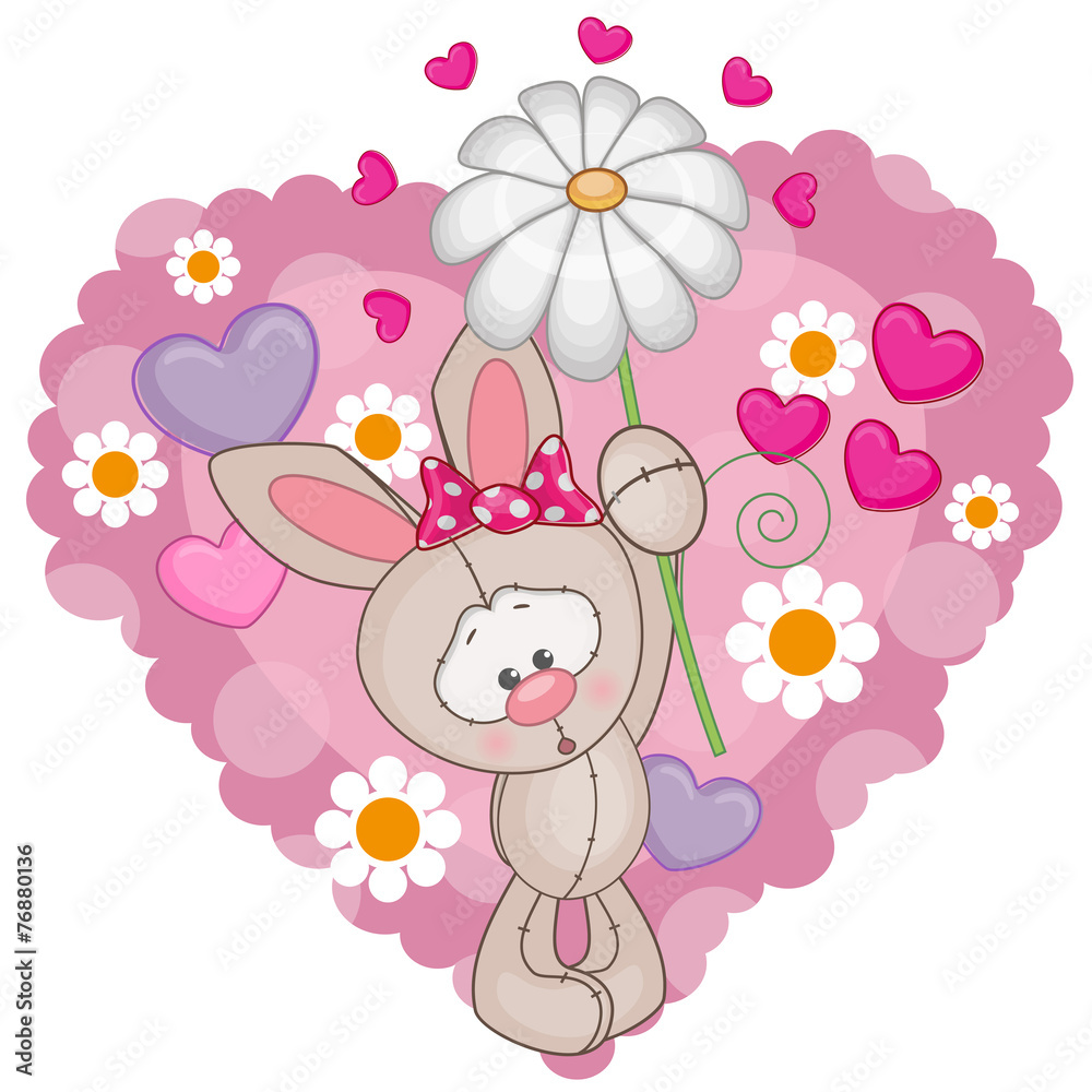 Rabbit with hearts and flower Rabbit with hearts and flower