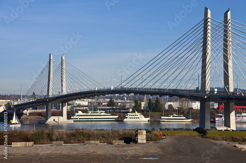Tilikum crossing and people bridge Portland Oregon.