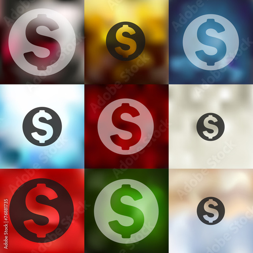 money icon on blurred background