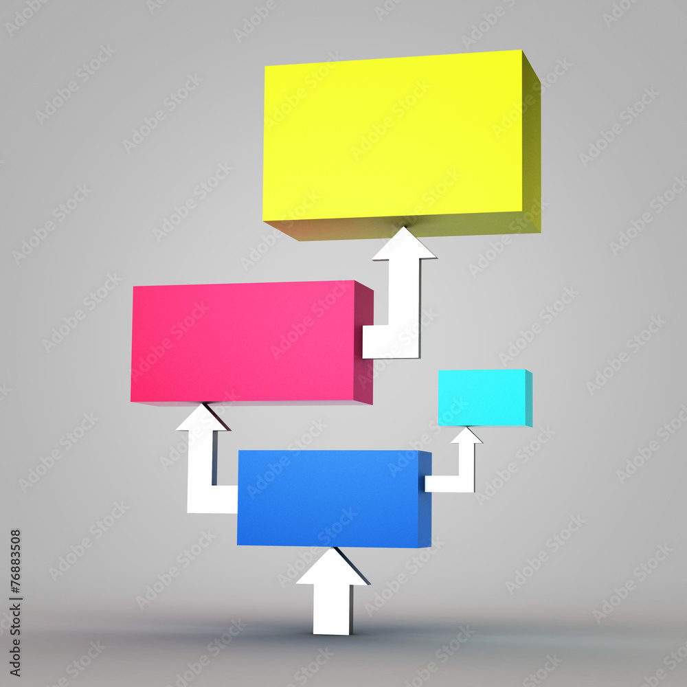 Colorful cubes with arrows 3D Colorful cubes with arrows 3D