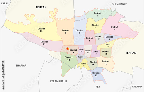 greater tehran administrative map