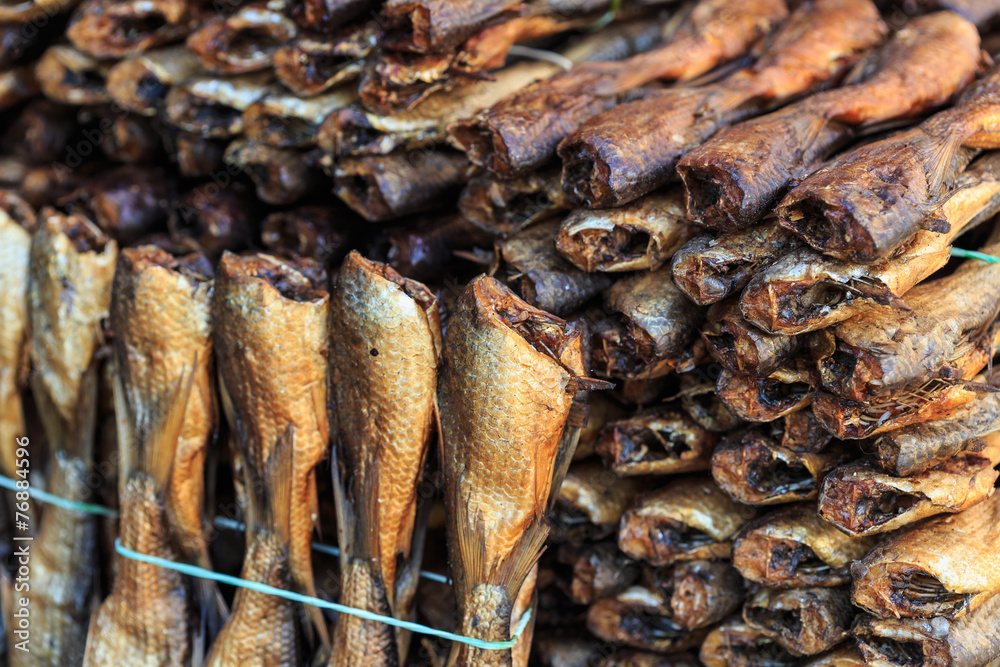 Close up dry fish in Thailand market