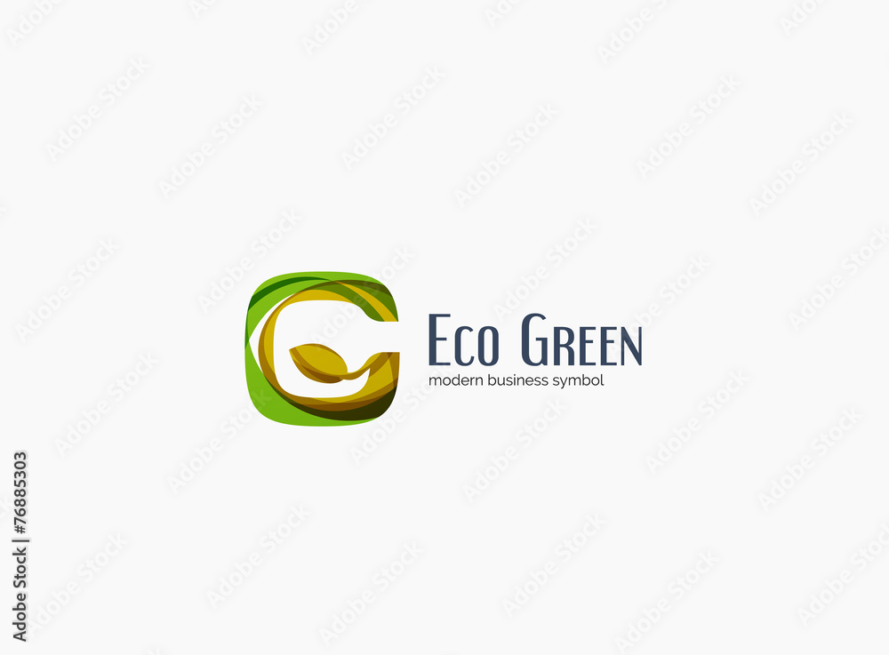 Modern G letter, green eco concept company logo