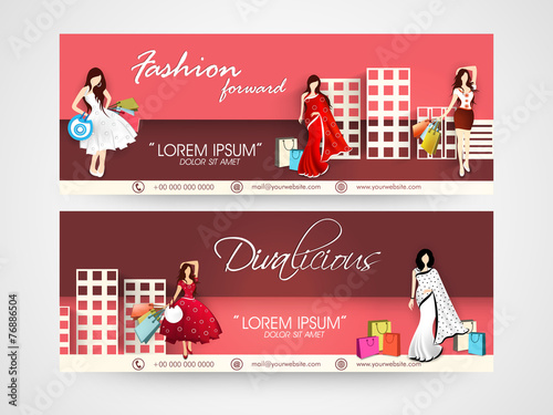 Website header or banner set of fashion.