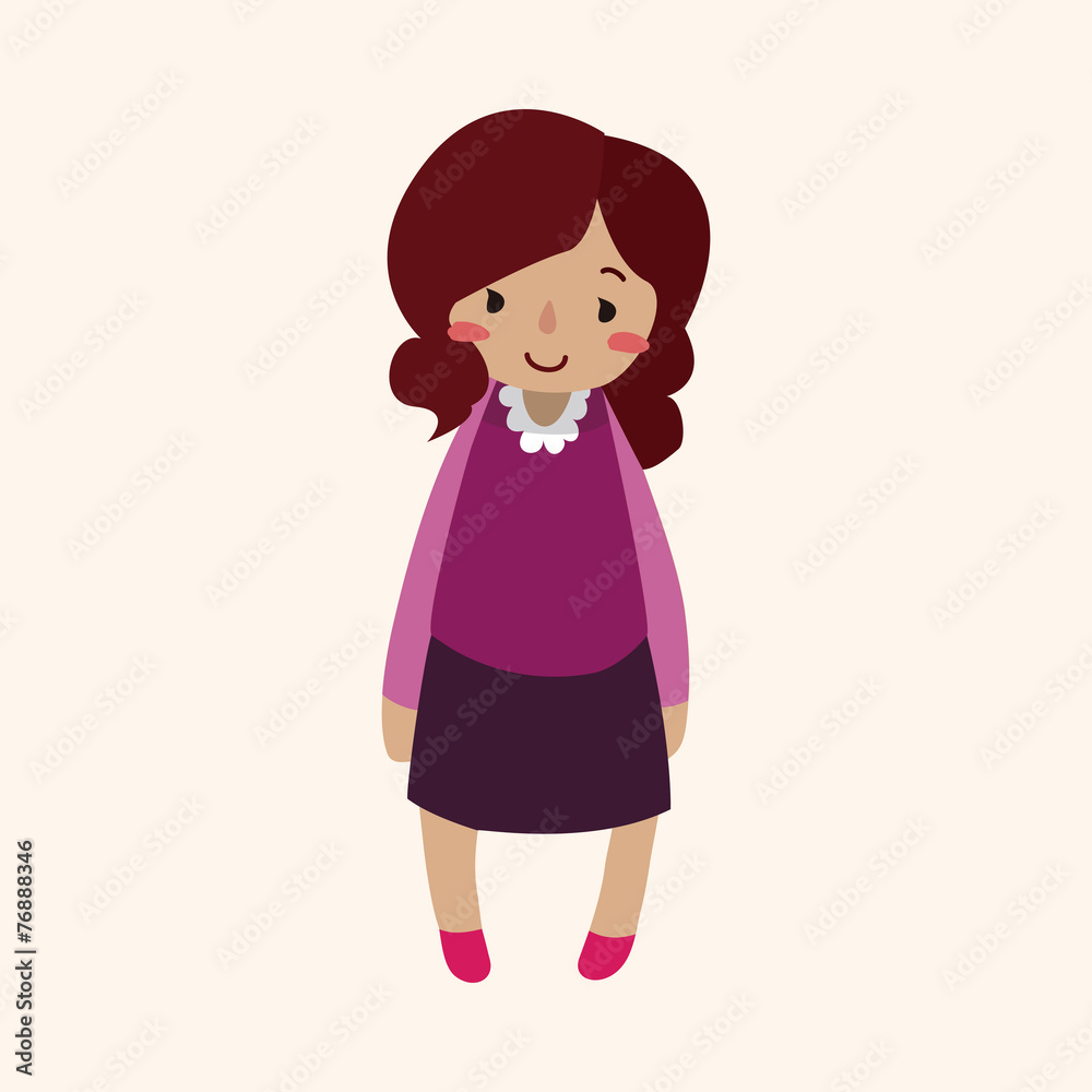 family girl character flat icon elements background,eps10 family girl character flat icon elements background,eps10