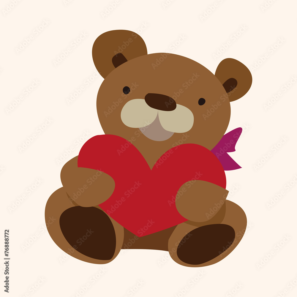 Fototapeta premium Valentine's day present bear flat icon elements background,eps10