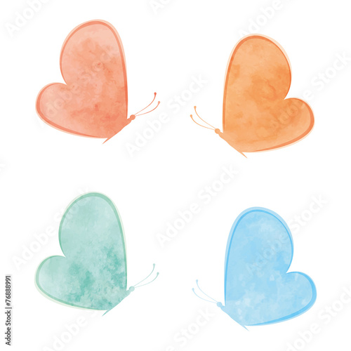 Colorful watercolor butterflies.