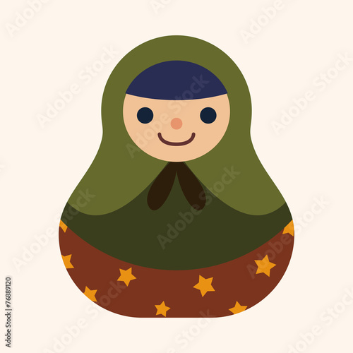 Matryoshka , Russian traditional wooden doll, vector pattern, fl