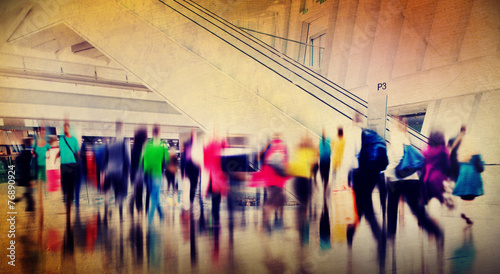 Tableau sur toile People Consumer Shopping Commuter Consumerism Crowded Concept