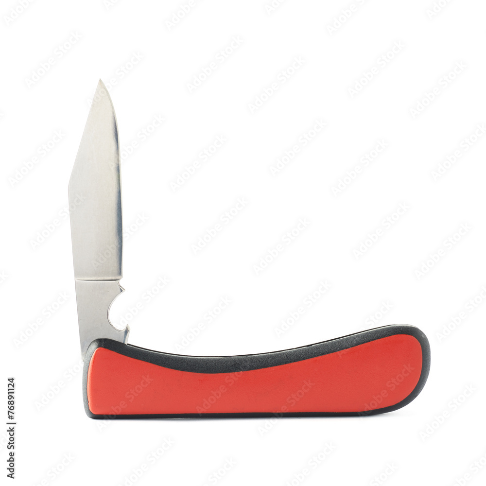 Red jackknife foldable pocket knife isolated Red jackknife foldable pocket knife isolated