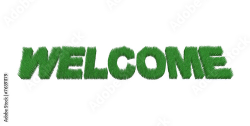 written welcome made with grass