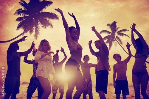 People Celebration Beach Party Summer Holiday Concept