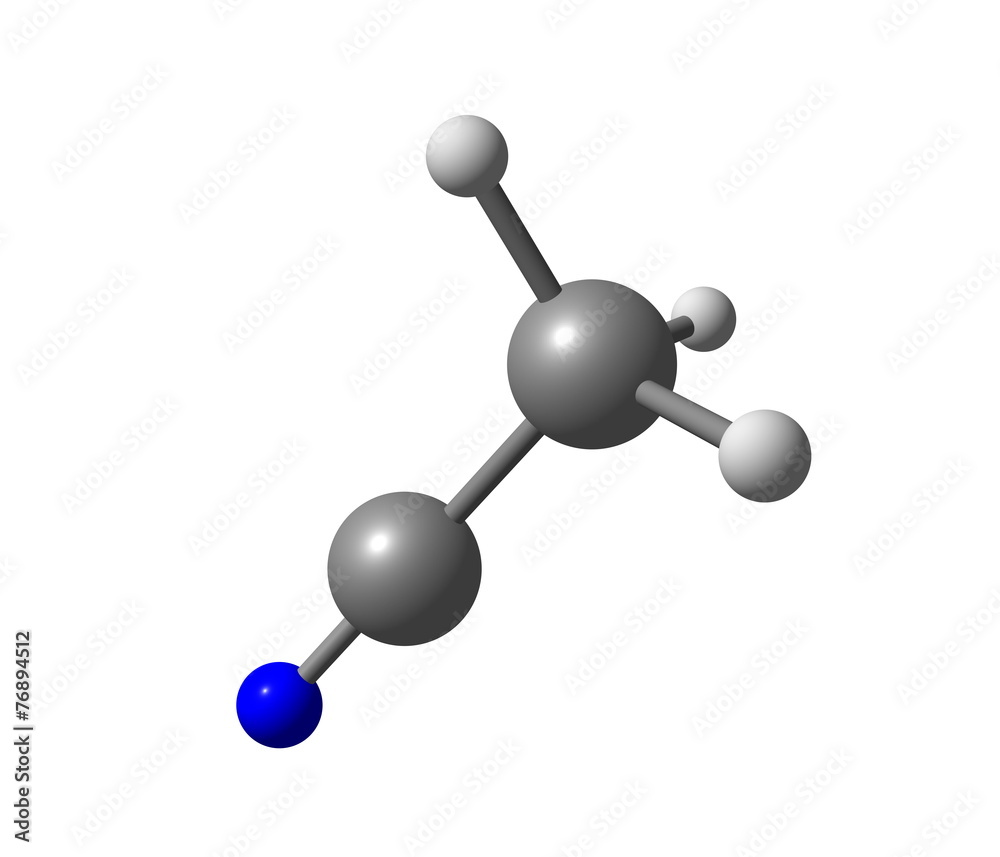 Acetonitrile molecule isolated on white Acetonitrile molecule isolated on white
