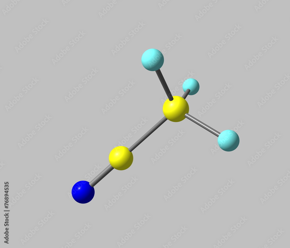 Acetonitrile molecule isolated on grey Acetonitrile molecule isolated on grey