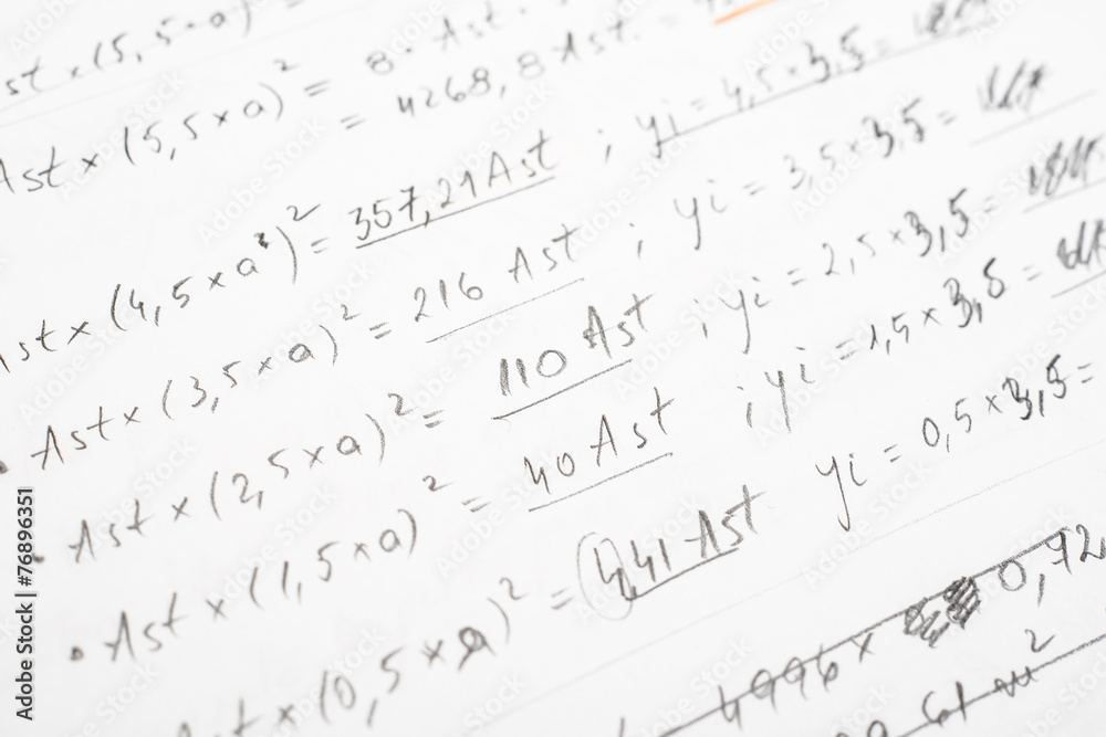 School Notebook With Handwritten Algebra Equations School Notebook With Handwritten Algebra Equations