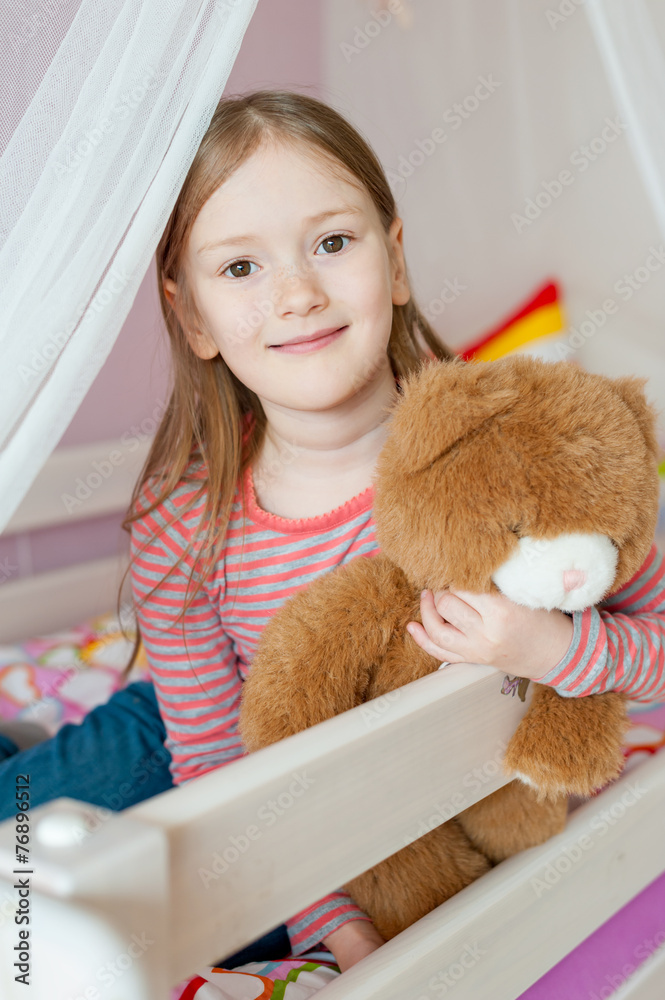 Portrait of adorable little girl in her room Portrait of adorable little girl in her room
