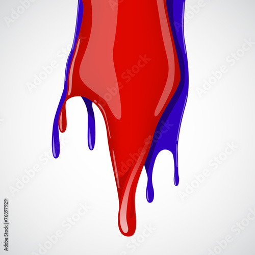 Colorful paint dripping on white background.