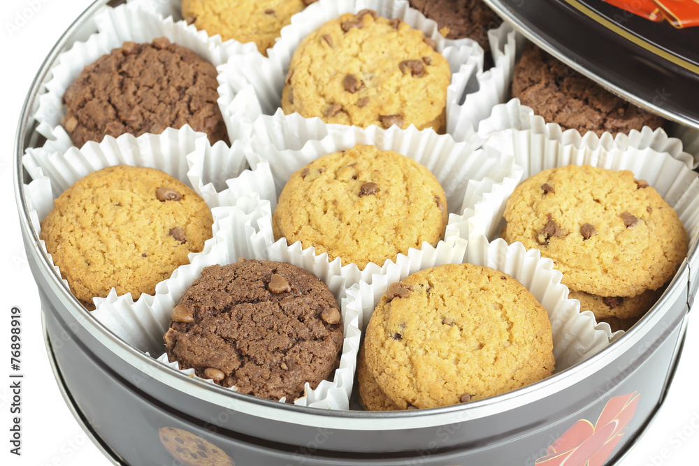 chocolate chip cookies in a box isolated chocolate chip cookies in a box isolated