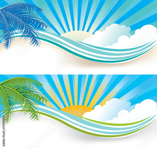 Set of two Summer banners vector illustration