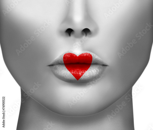 Valentines Day Heart Kiss on the Lips.