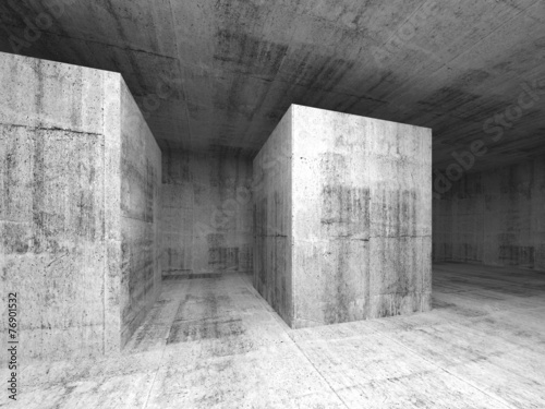 Abstract dark gray empty concrete room, 3d interior