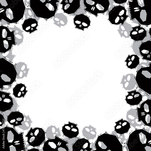 Skulls border made in conte...