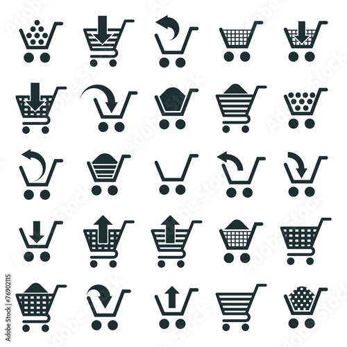 Shopping cart icons isolated on white background vector set, sup