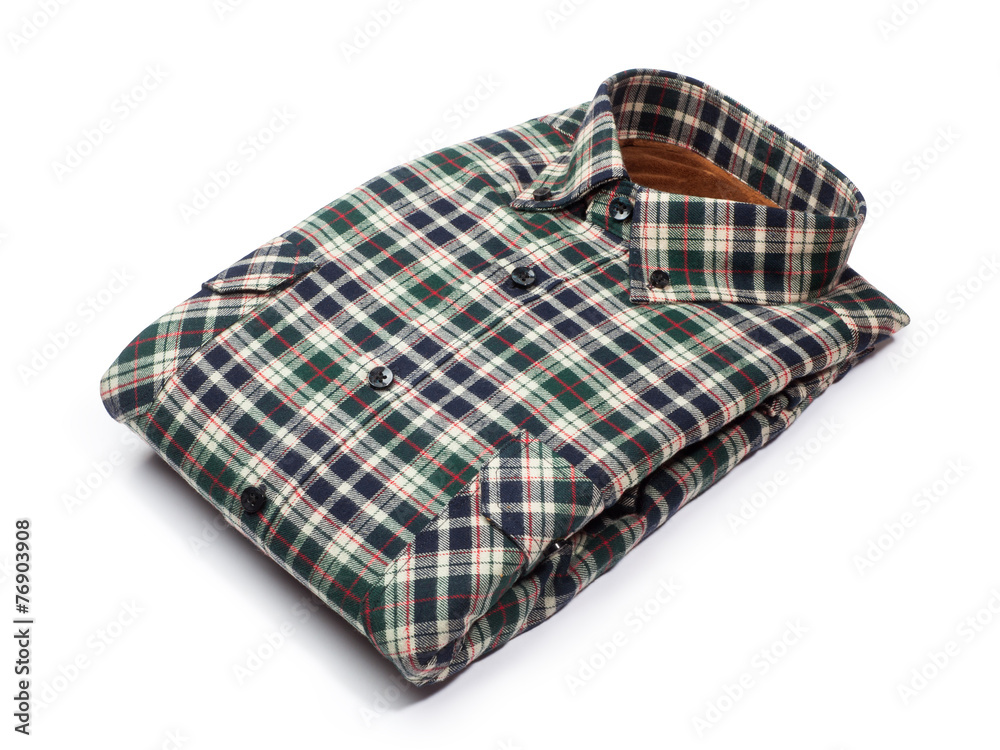 cotton plaid shirt isolated on white background cotton plaid shirt isolated on white background