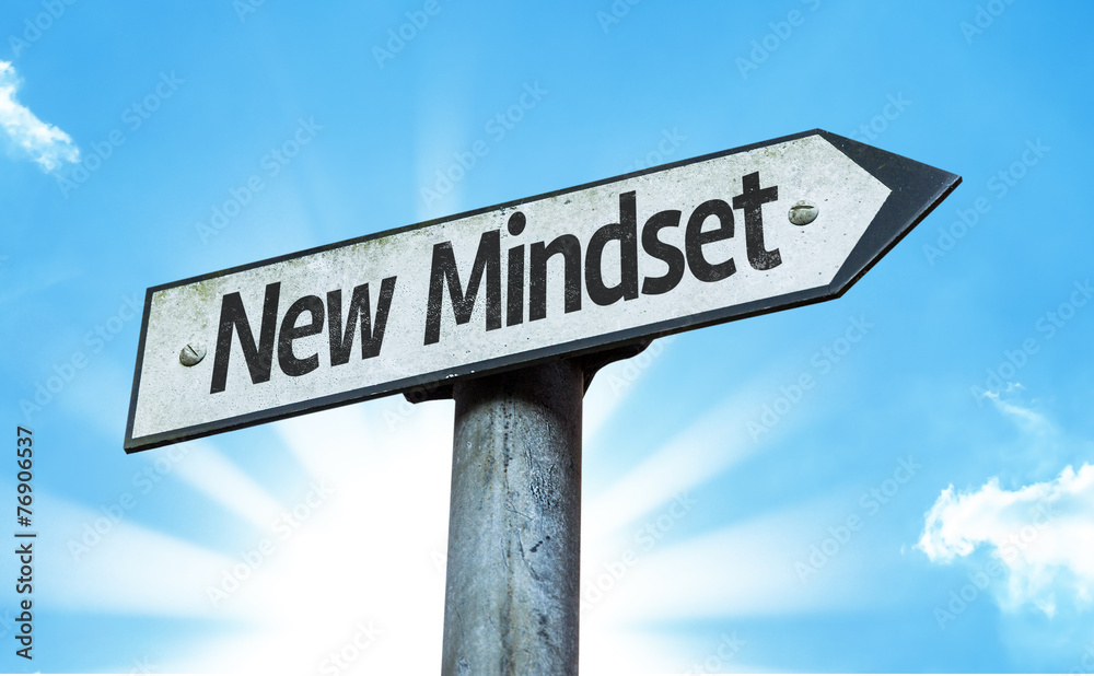 New Mindset sign with a beautiful day New Mindset sign with a beautiful day