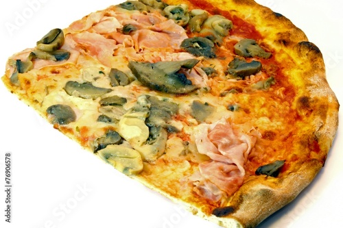 tasty pizza with mozzarella tomato ham mushrooms