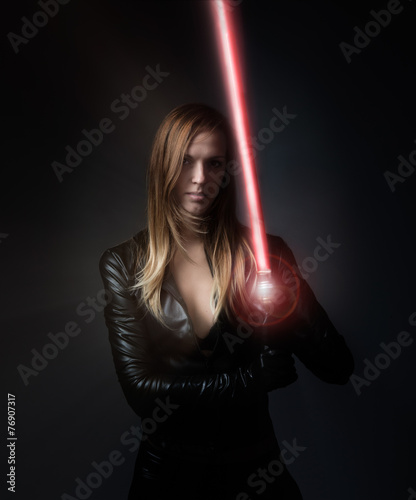 Obraz na płótnie portrait for knight with laser sword