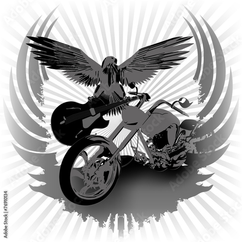 Rock n roll background and chopper