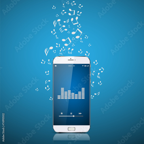 Smartphone with music notes.vector