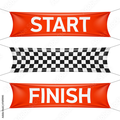 Starting and finishing lines, checkered banners