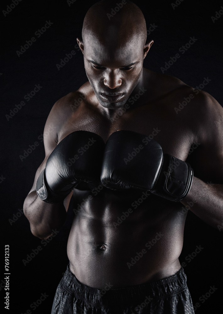 Professional boxer preparing for fight