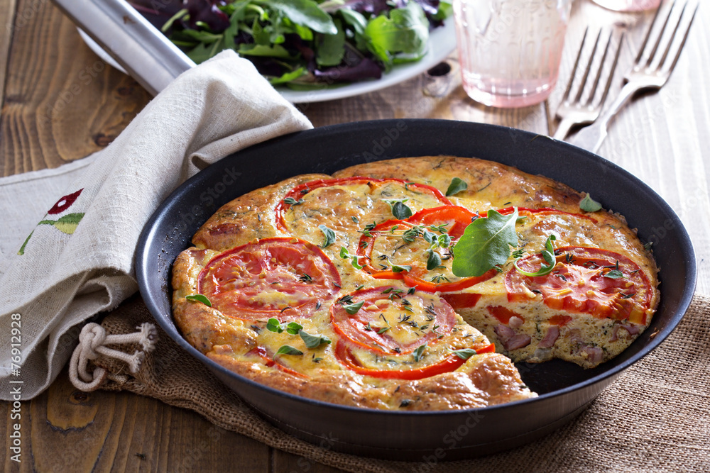 Frittata with vegetables and ham Frittata with vegetables and ham