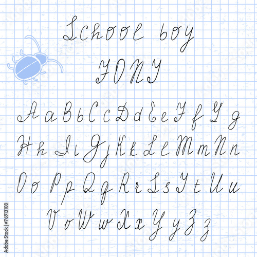 Hand drawn school style vector font