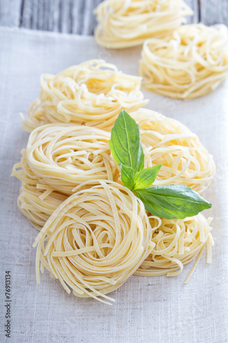 Dry pasta with fresh basil