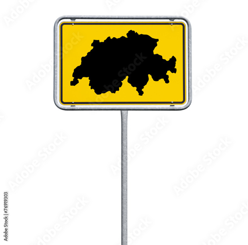 Ortsschild mit Schweiz