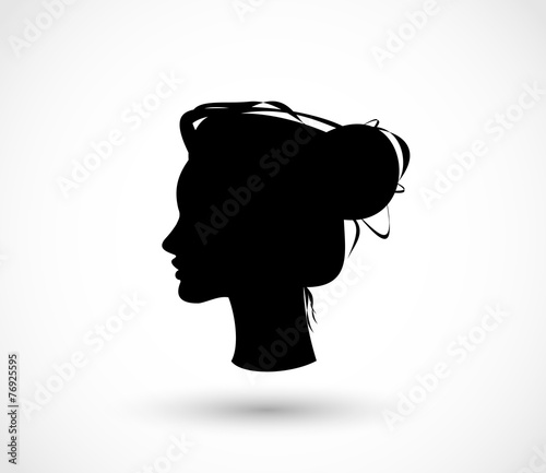 Woman with a bun black silhouette vector