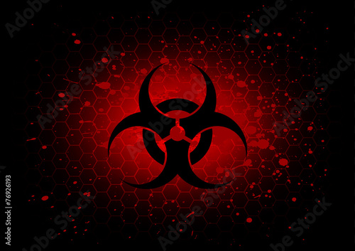 Abstract biohazard symbol dark red background