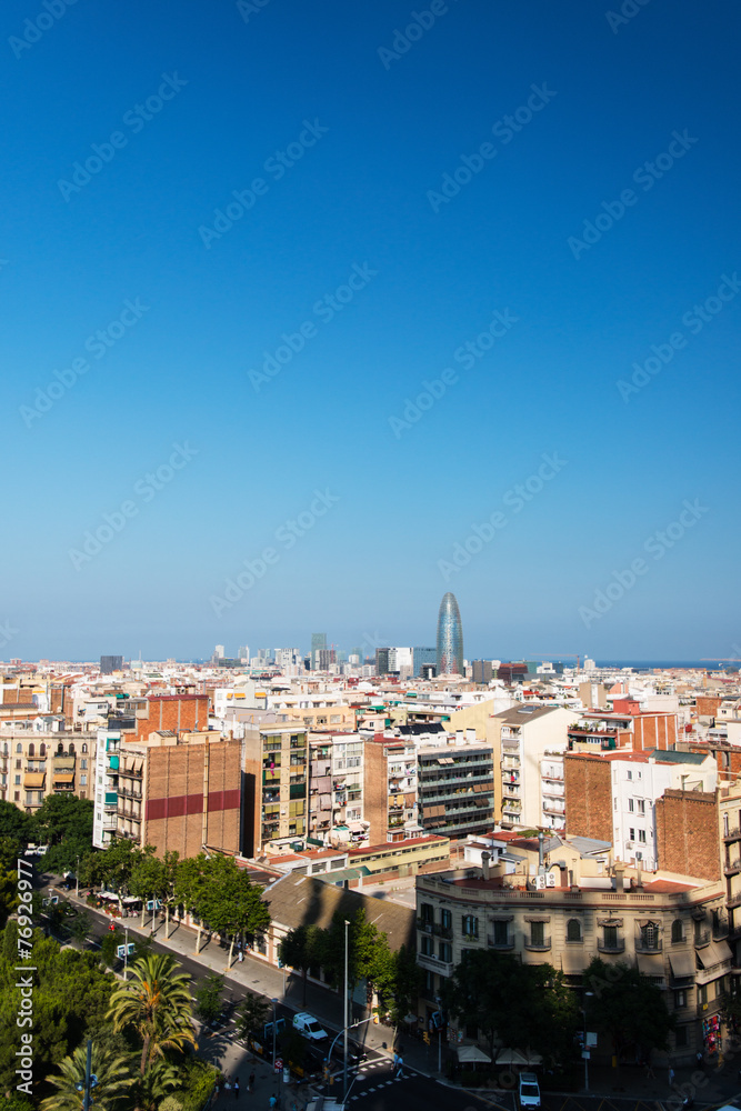 Birdview on Barcelona cityscape