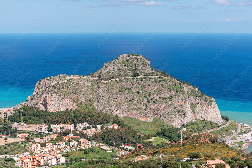 Mountain with ancient walls at Cefalu Sicily