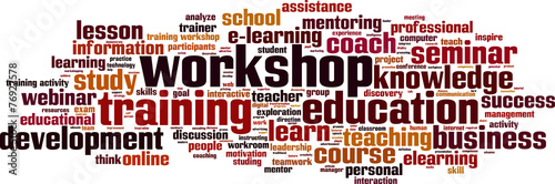 Workshop word cloud concept. Vector illustration
